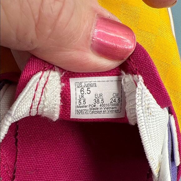 Vibrant Yellow and Purple Slip-On Shoes Juniors 6.5=W8 - Picture 6 of 6